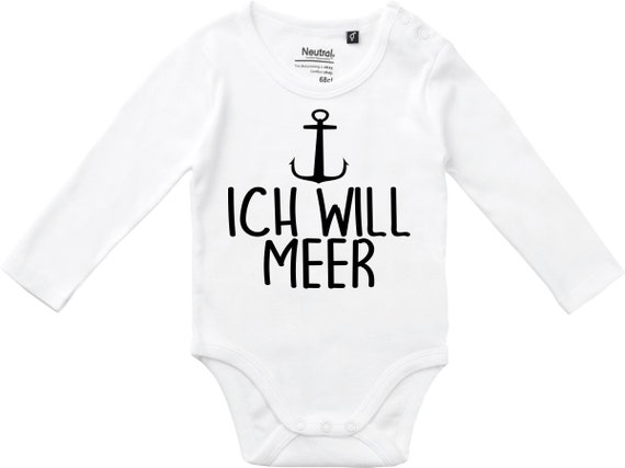 Langarm Babybody Body "Anker ich will Meer" Fair Wear