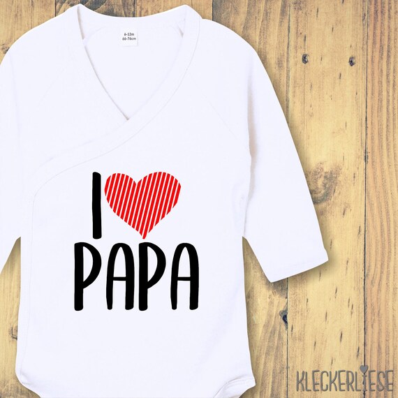 Long sleeve wrap baby bodysuit "I Love Papa" baby bodysuit romper
