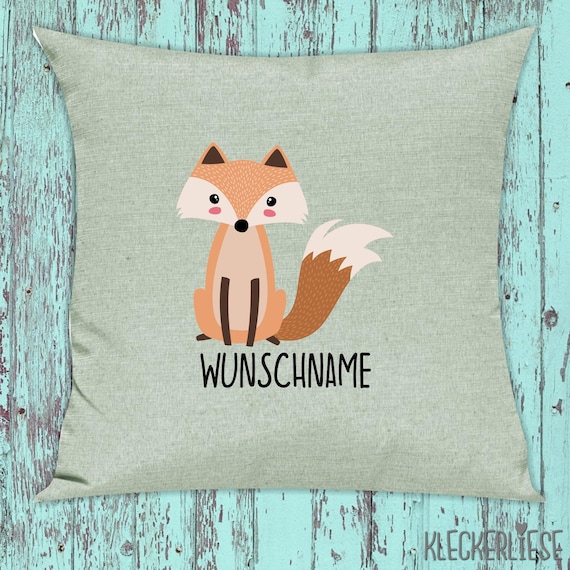 kleckerliese cushion "Fox" with desired name individually animals nature forest meadow cushion cover decorative sofa with cushion filling