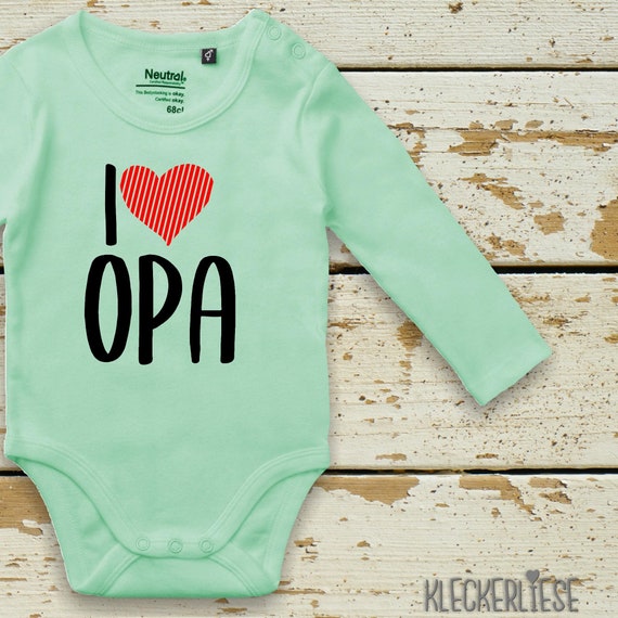 kleckerliese Long Sleeve Baby Bodysuit "I Love Grandpa" Baby Bodysuit Boys Girls Long Sleeve Fair Wear