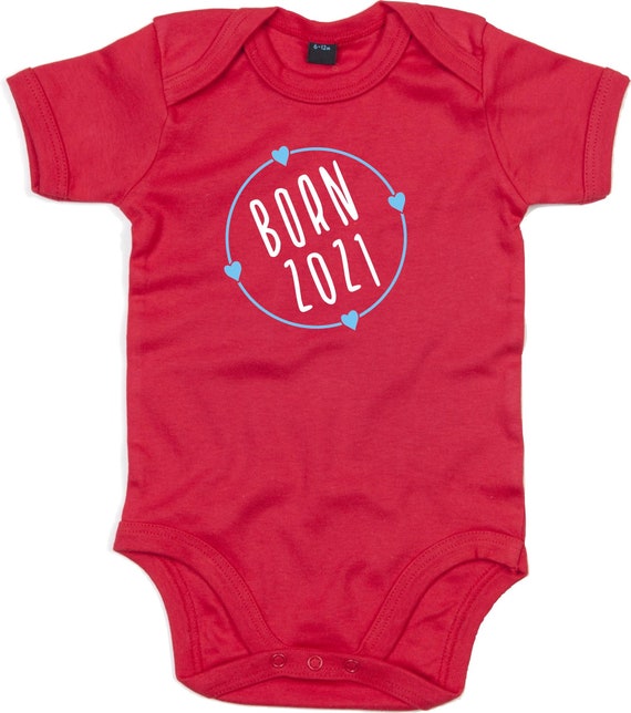 kleckerliese Baby Body "Born 2021" Babybody Strampler Jungen Mädchen Kurzarm