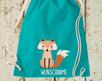 Kleckerliese Gymsack "Fuchs mit Wunschnamen" Rucksack Bag Stoffbeutel Turnbeutel Tragetasche Kita Schule Einschulung Wechselsachen