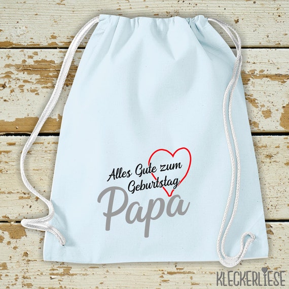 Kleckerliese Gymsack "Alles Gute PAPA Herz" Rucksack Bag Stoffbeutel Turnbeutel Tragetasche