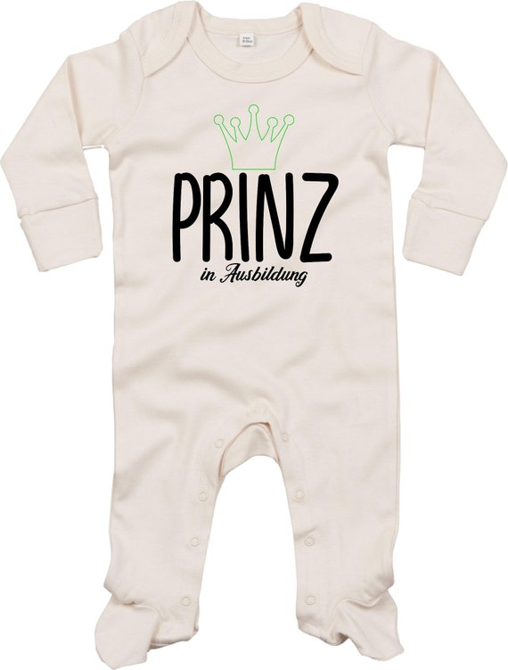 Kleckerliese Baby Schlafanzug "Prinz in Ausbildung" Sleepsuit Langarm Jungen Mädchen Einteiler Strampler