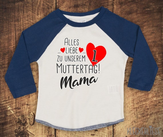 Kleckerliese Baby Kinder T-Shirt Langarmshirt  "Alles Liebe zu unserem 1. Muttertag Mama" Raglan-Ärmel Jungen Mädchen Vatertag