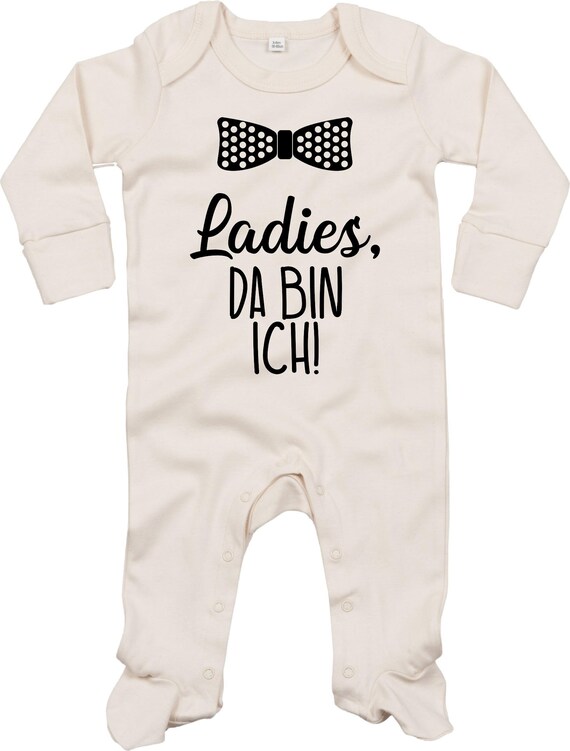 Kleckerliese Baby Schlafanzug "Ladies, da bin ich" Sleepsuit Langarm Jungen Mädchen Einteiler Strampler