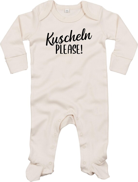 Kleckerliese Baby Schlafanzug "Kuscheln Please!" Sleepsuit Langarm Jungen Mädchen Einteiler Strampler