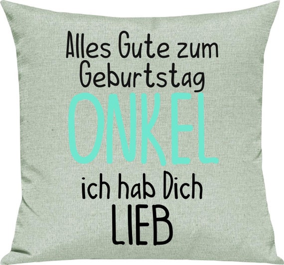 kleckerliese Kissen "Alles Gute ONKEL ich hab Dich Lieb" Kissenhülle Deko Sofa Kuschelkissen Dekoidee