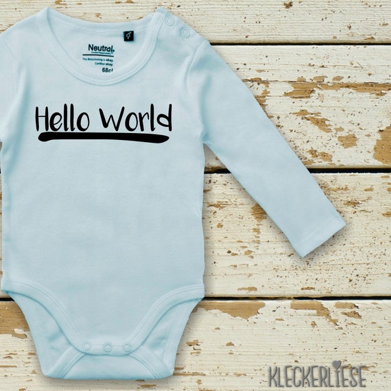 Langarm Body Babybody "Hello World" Fair Wear Bio Organic