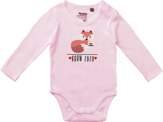 kleckerliese Langarm Babybody "Born 2020 Tiermotiv Fuchs" Baby Body Jungen Mädchen Longsleeve Fair Wear