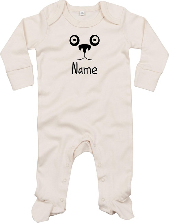 Kleckerliese Baby Schlafanzug "Tiere Pandabär Panda Wunschname" Sleepsuit Jungen Mädchen