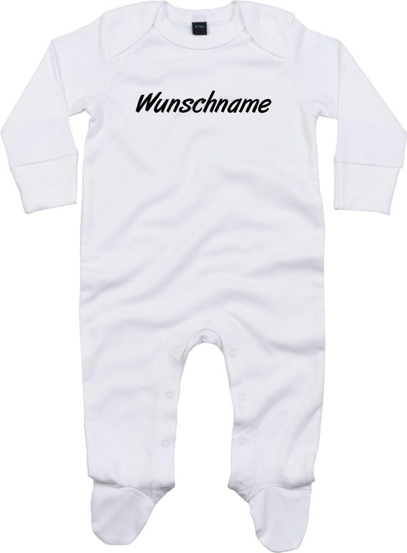 Kleckerliese Baby Schlafanzug mit Wunschnamen "Wunschname Name Wunschtext" Sleepsuit Langarm Jungen Mädchen Einteiler Strampler