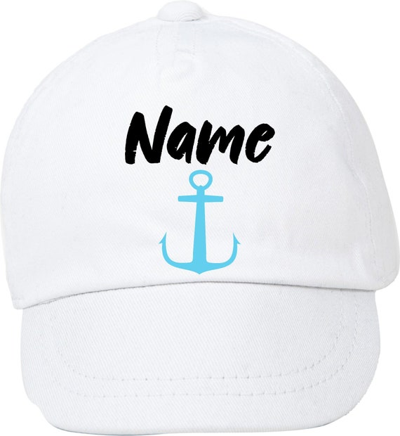 Kleckerliese Baby Kinder Cap "Name Wunschname Anker" Cap Capy Mütze mit Wunschtext Aufdruck Motiv