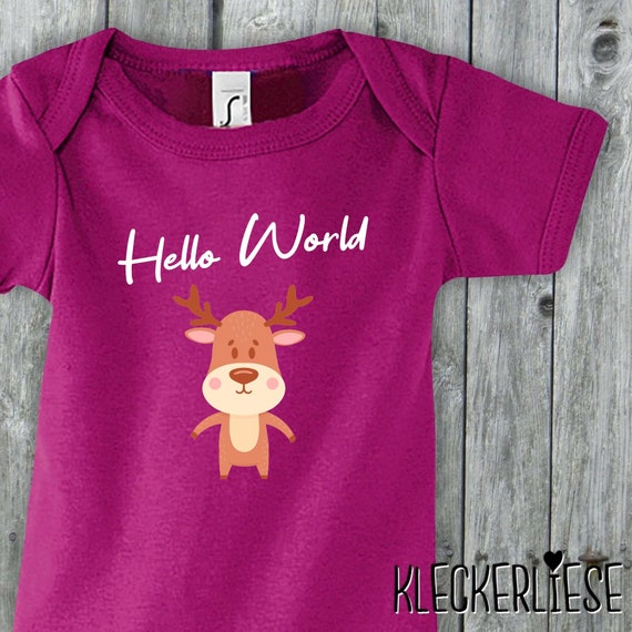 Baby Body "Hello World Elch" Babybody Strampler Jungen Mädchen