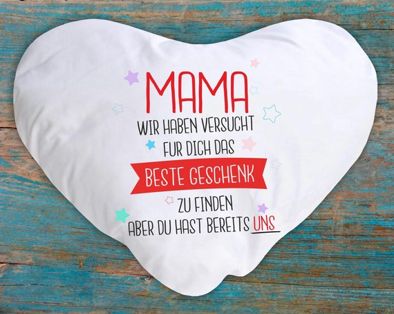 Kissen-Bezug mit Füllung  Muttertag Vatertag Deko Sofa Kissenhülle vers. Formen Geschenk Herz Natur Papa Mama