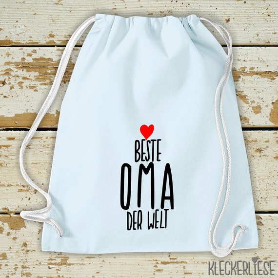 Kleckerliese Gymsack "Best Grandma in the World" Backpack Bag Cloth Bag Gym Bag Carrying Bag
