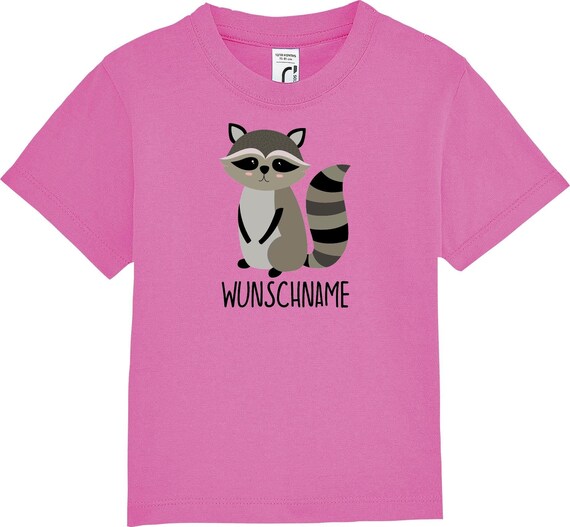 kleckerliese Kinder Baby Shirt Kleinkind "Waschbär" mit Wunschnamen Jungen Mädchen T-Shirt
