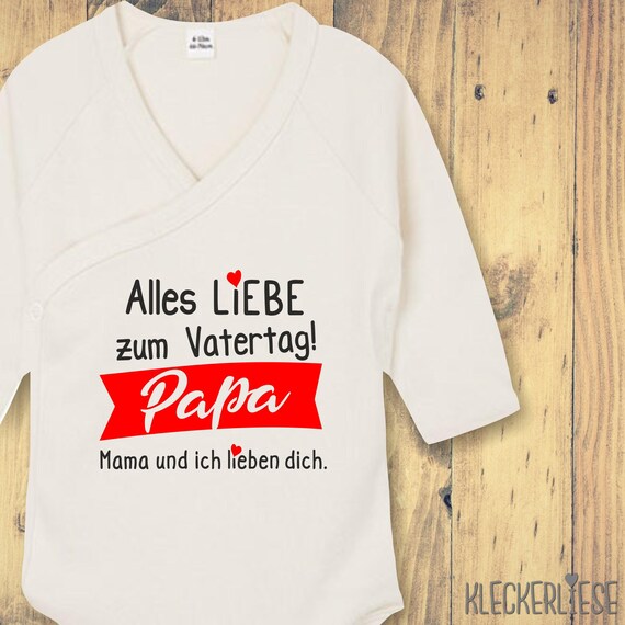 Langarm Wickel Baby Body "Alles Liebe zum Vatertag Papa, Mama und ich Lieben Dich" Babybody Strampler