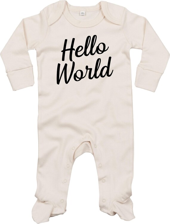 Kleckerliese Baby Schlafanzug "Hello World" Sleepsuit Langarm Jungen Mädchen Einteiler Strampler