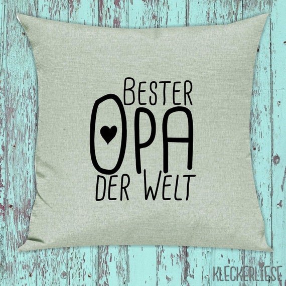 kleckerliese Kissen "Bester Opa der Welt"  Kissenhülle Deko Sofa Hülle Kissenbezug