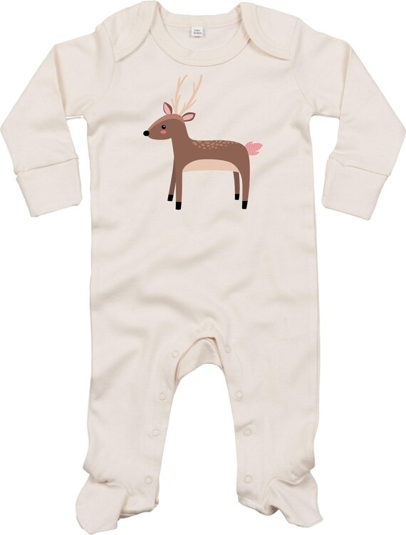 Kleckerliese Baby Schlafanzug Strampler "Reh" Sleepsuit Langarm Jungen Mädchen Einteiler