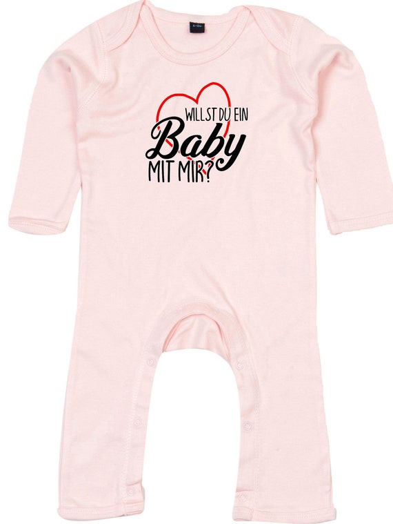 kleckerliese Langarm Strampler "Willst du ein Baby mit mir?" Babybody Schlafanzug Pyjama