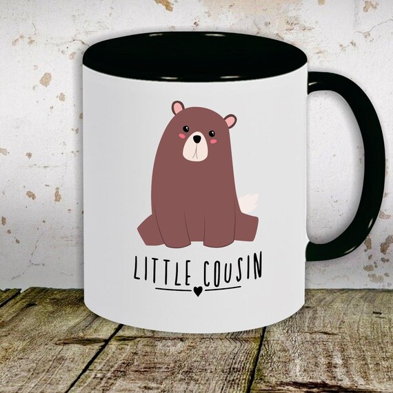 kleckerliese Kaffeetasse Tasse Motiv "Little Cousin Tiermotiv Bär" Tasse Teetasse Milch Kakao