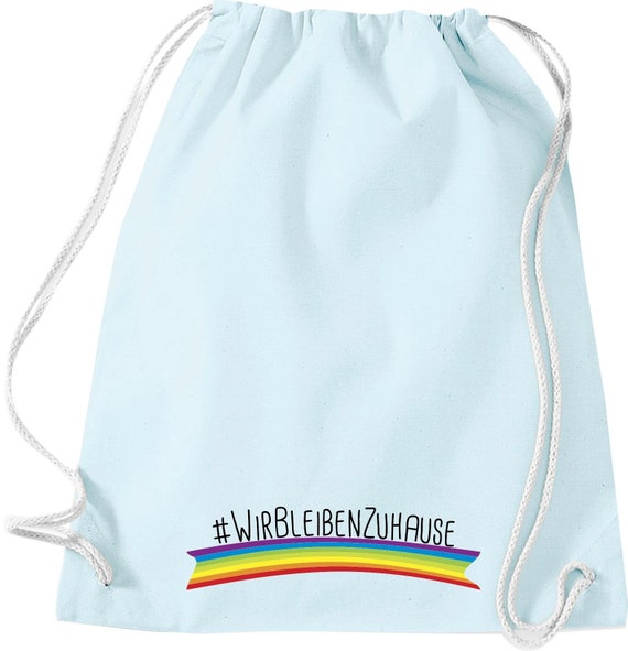 Kleckerliese Gymsack "Wir Bleiben Zuhause #wirbleibenzuhause" Rucksack Bag Stoffbeutel Turnbeutel Tragetasche