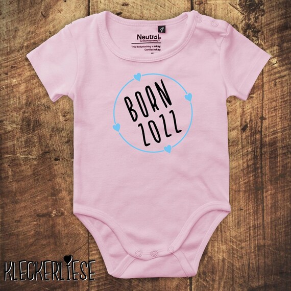 kleckerliese Babybody Body "Born 2022" Fair Wear Jungen Mädchen Motiv Aufdruck