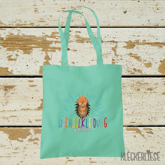 Cloth bag "Hedgehog animal motif change of clothes desired name" with desired name jute bag bag daycare school Kleckerliese many colors