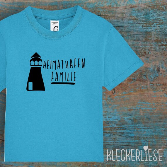 Kinder Baby Shirt Kleinkind "Heimathafen Familie Leuchtturm" T-Shirt Jungen Mädchen