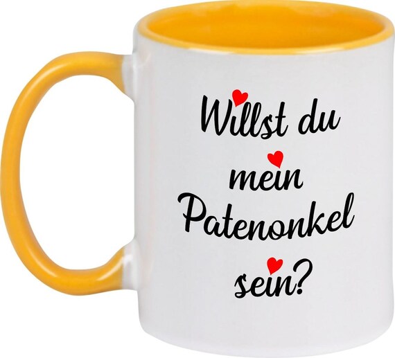 kleckerliese Kindertasse Teetasse Tasse Motiv "Willst Du Mein Patentonkel Sein?" Milch Kakao Kaffeetasse