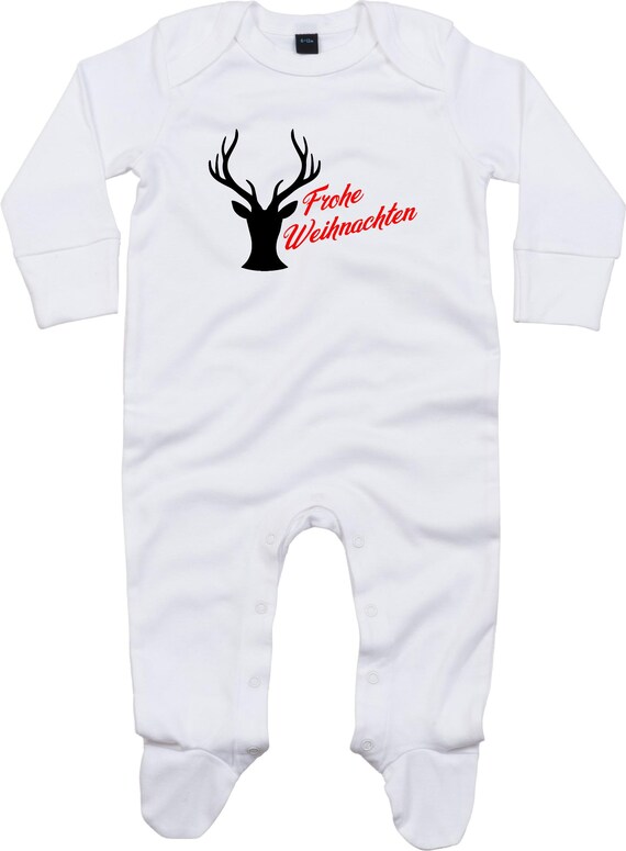 Kleckerliese Baby Schlafanzug "Frohe Weihnachten Rentier" Sleepsuit Jungen Mädchen