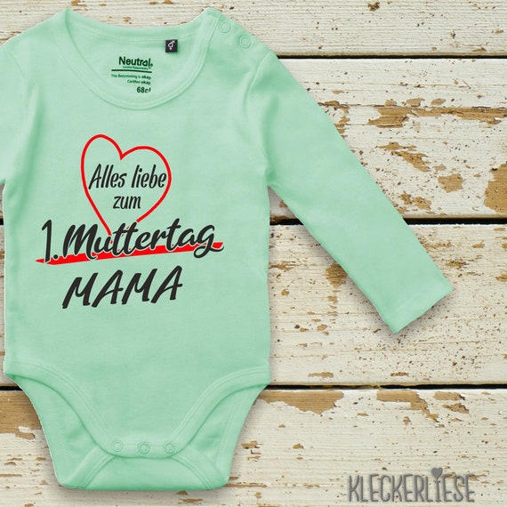 Kleckerliese Muttertag Langarm Body "Alles Liebe zum 1. Muttertag Mama" Fair Wear Bio Organic Babybody