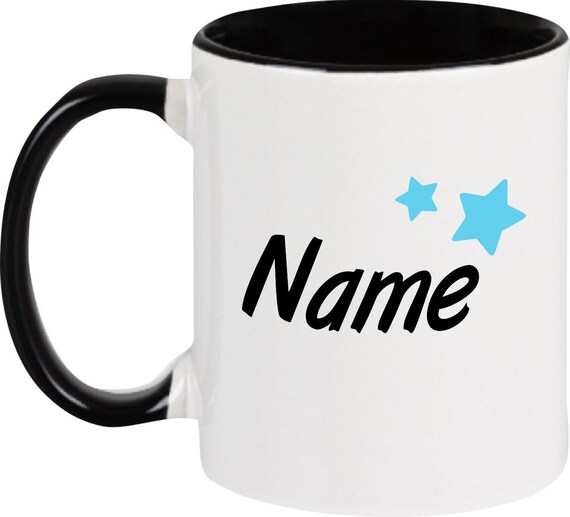 kleckerliese Kindertasse Teetasse Tasse Motiv "Name Wunschname Sterne" Milch Kakao Kaffeetasse