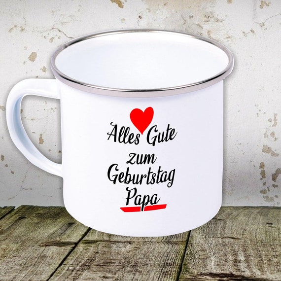 kleckerliese Emaille Teetasse Tasse "Alles Gute zum Geburtstag" Camping Zelten Retro Becher