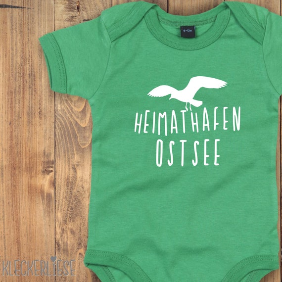 Baby Body "Heimathafen Ostsee Möwe" Babybody Romper Boys Girls Short Sleeve