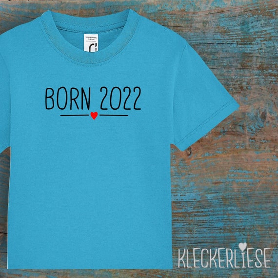Kinder Baby Shirt mit Wunschname Kleinkind "Born Herz Wunschzahl Wunsch Datum" T-Shirt Jungen Mädchen