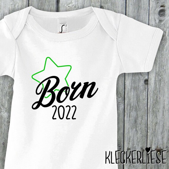 Baby Body mit Wunschname "Born Wunschzahl Wunsch Datum" Babybody Strampler Jungen Mädchen