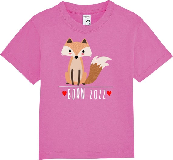 kleckerliese Kinder Baby Shirt Kleinkind  "Born 2022 Tiermotiv Fuchs" Jungen Mädchen T-Shirt