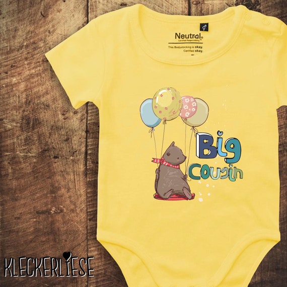 kleckerliese Babybody Body "Big Cousin Tiermotiv Bär" Fair Wear Strampler Baby Junge Mädchen