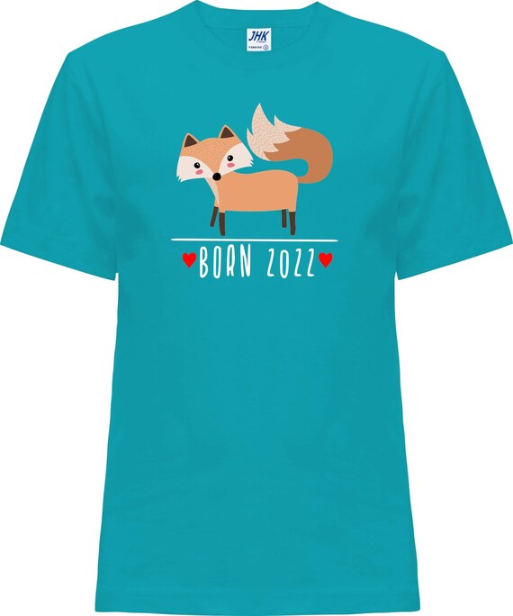 Kleckerliese Baby Kinder T-Shirt "Born 2022 Tiermotiv Fuchs" Kurzarm Sprüche Jungen Mädchen Shirt Nicki mit Aufdruck Motiv