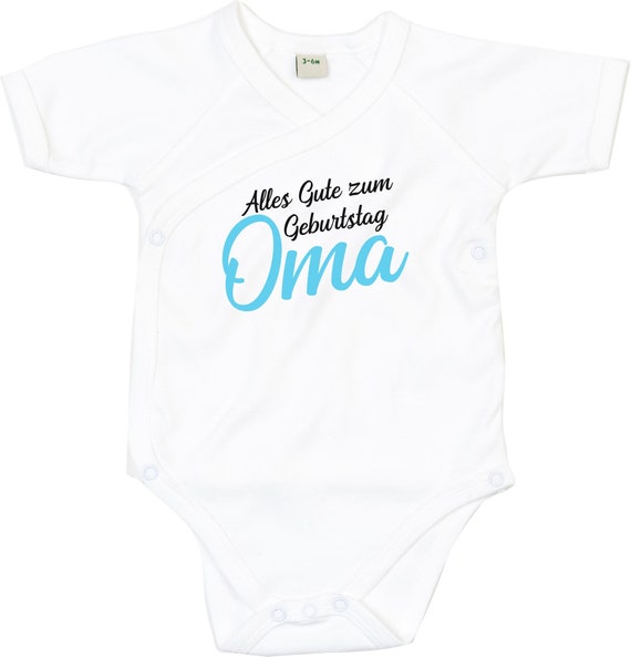 kleckerliese Wickel Baby Body "Alles Gute OMA" Babybody Strampler Wickelbody Organic Kimono Kurzarm