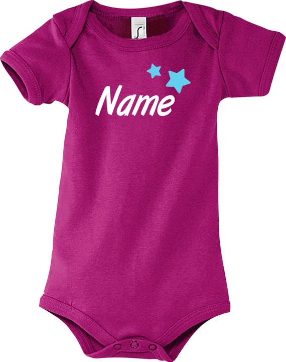 Kleckerliese Baby Body mit Wunschnamen "Name Wunschname Sterne" Jungen Mädchen Kurzarm mit Aufdruck Motiv