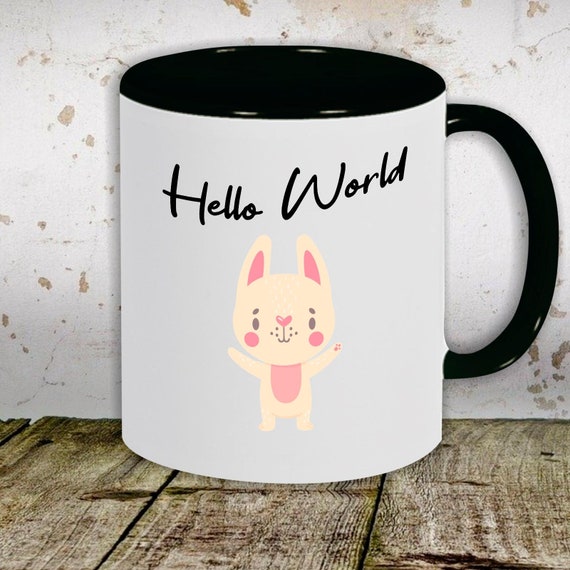 Kaffeetasse Tasse Motiv "Hello World Hase" Tasse Teetasse Milch Kakao