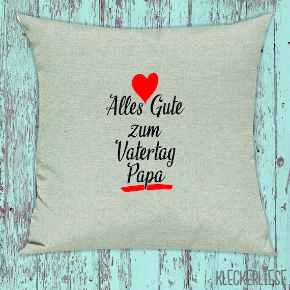 kleckerliese Kissen "Alles Gute zum Vatertag Papa" Kissenhülle Deko Sofa mit Kissenfüllung