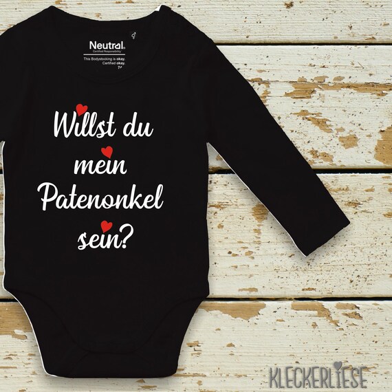 Long-sleeved baby bodysuit "Do you want to be my godfather?" Fair wear