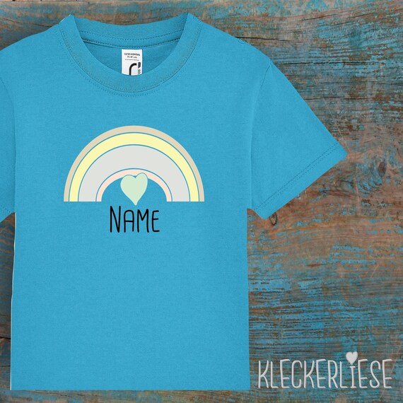 Kinder Baby Shirt mit Wunschname Kleinkind "Regenbogen mit Wunschname" T-Shirt Jungen Mädchen
