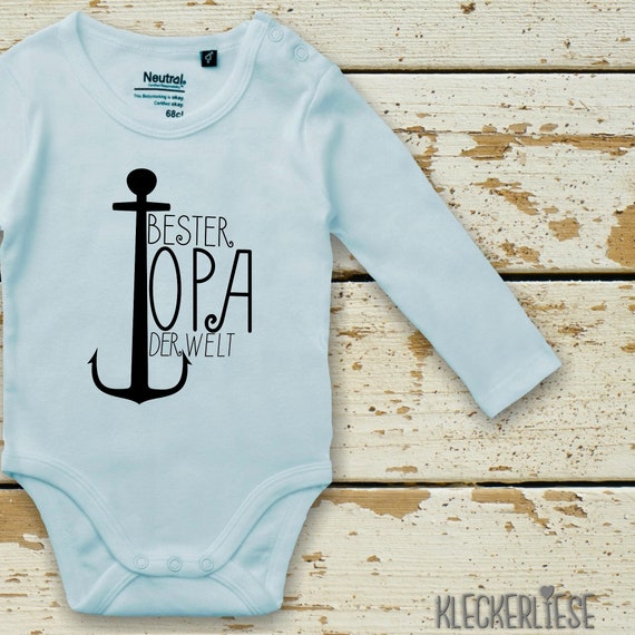 kleckerliese Langarm Babybody "Bester Opa der Welt" Baby Body Jungen Mädchen Longsleeve Fair Wear