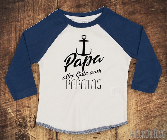 Kleckerliese Baby Children's T-Shirt Long-sleeved shirt "Papa Happy Papa Day Anchor" Raglan sleeves Boys Girls Father's Day